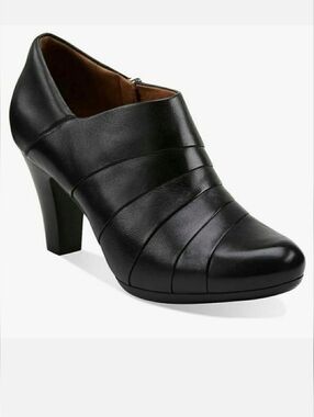 Clarks Black Leather Heeled Shoes
